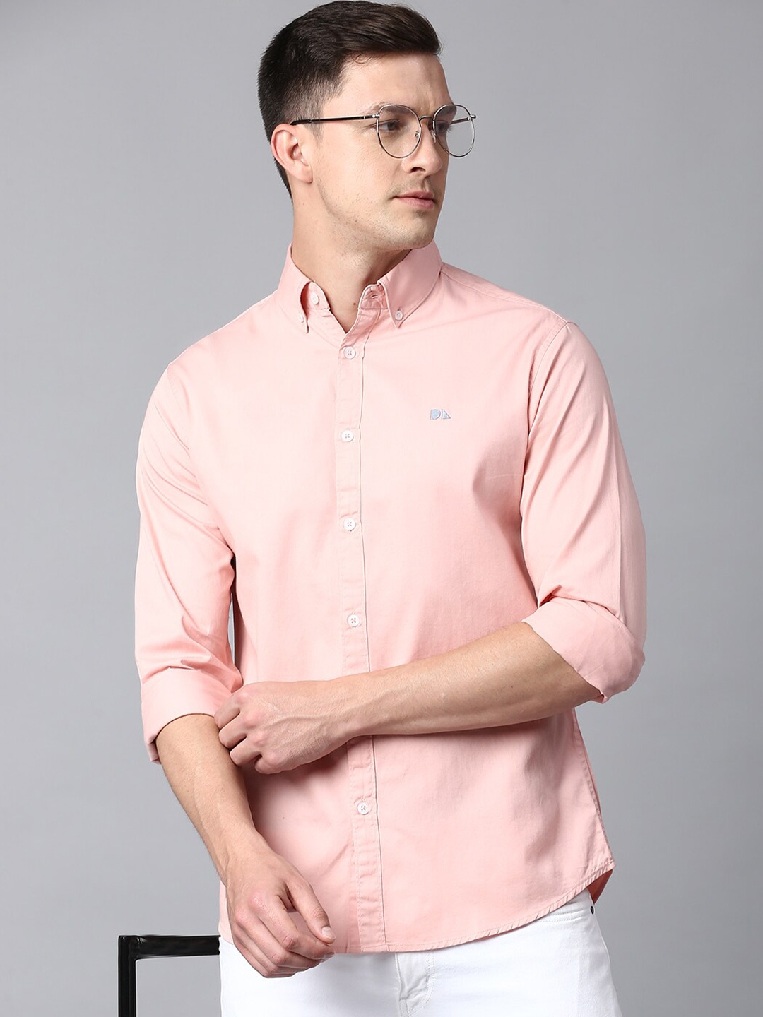 

Dennis Lingo Men Slim Fit Cotton Casual Shirt, Peach