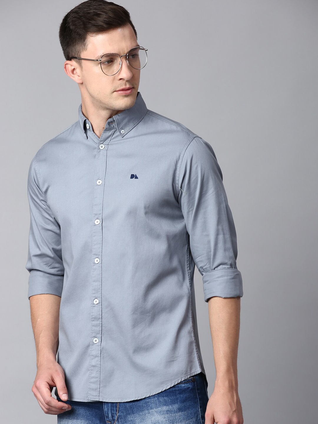 

Dennis Lingo Men Slim Fit Cotton Casual Shirt, Blue
