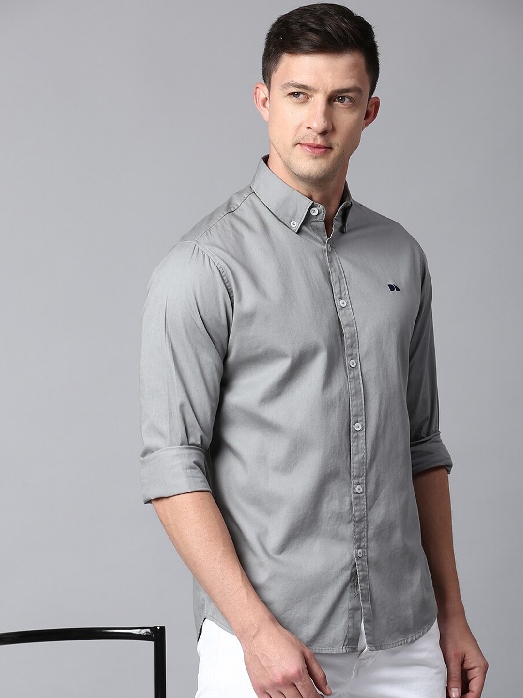 

Dennis Lingo Men Slim Fit Cotton Casual Shirt, Grey