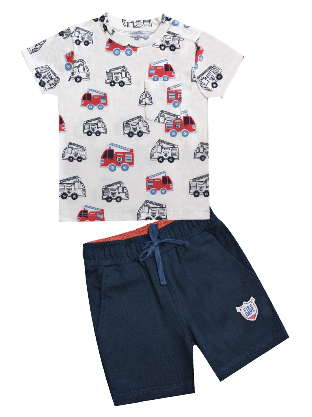 

milou Boys Printed T-shirt with Shorts, White