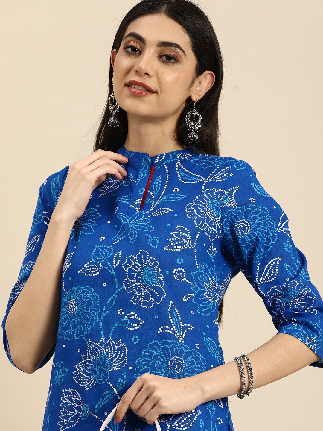 

Anouk Floral Printed Pure Cotton Kurta, Blue