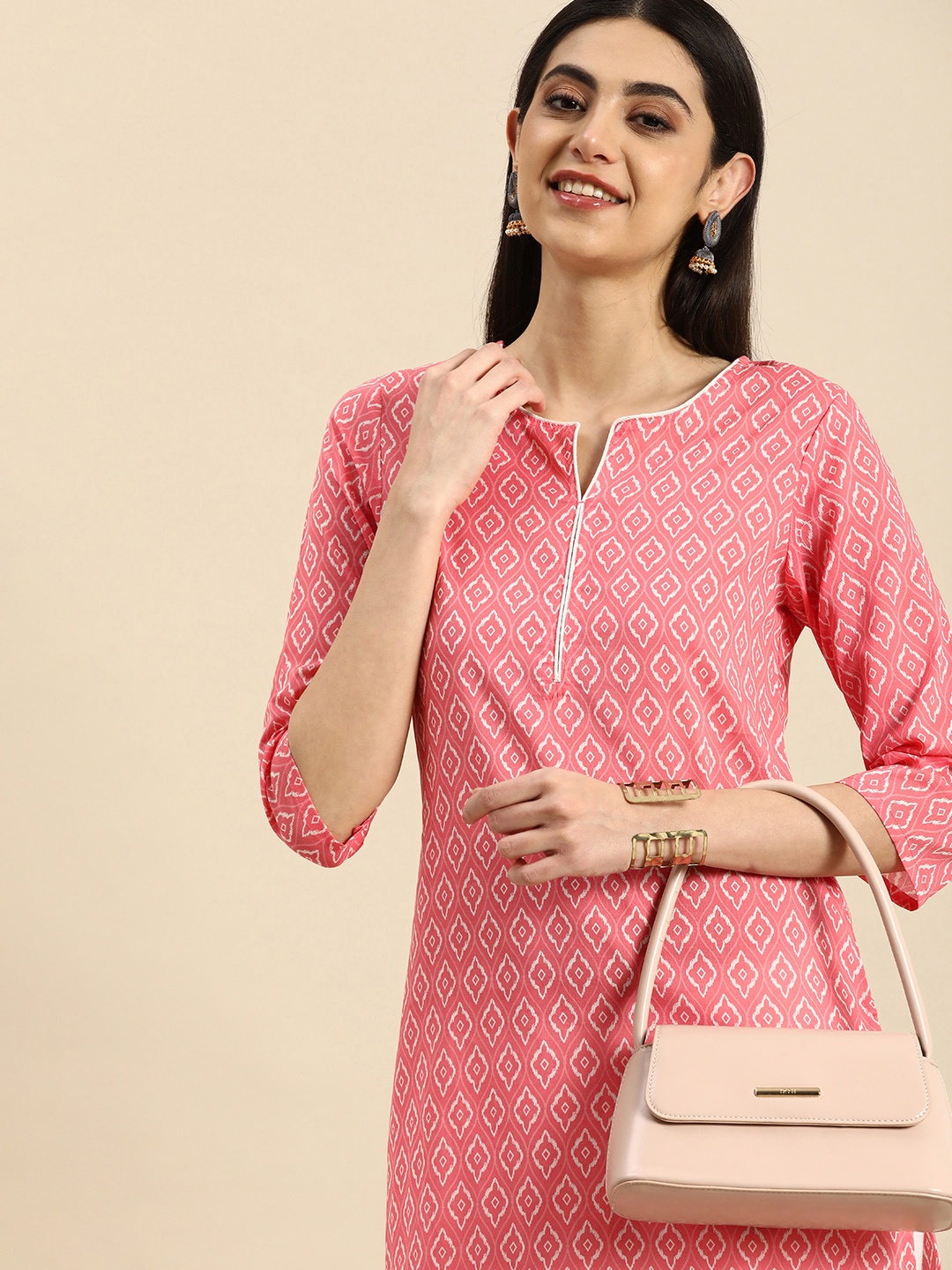 

Anouk Ethnic Motifs Printed Kurta, Pink