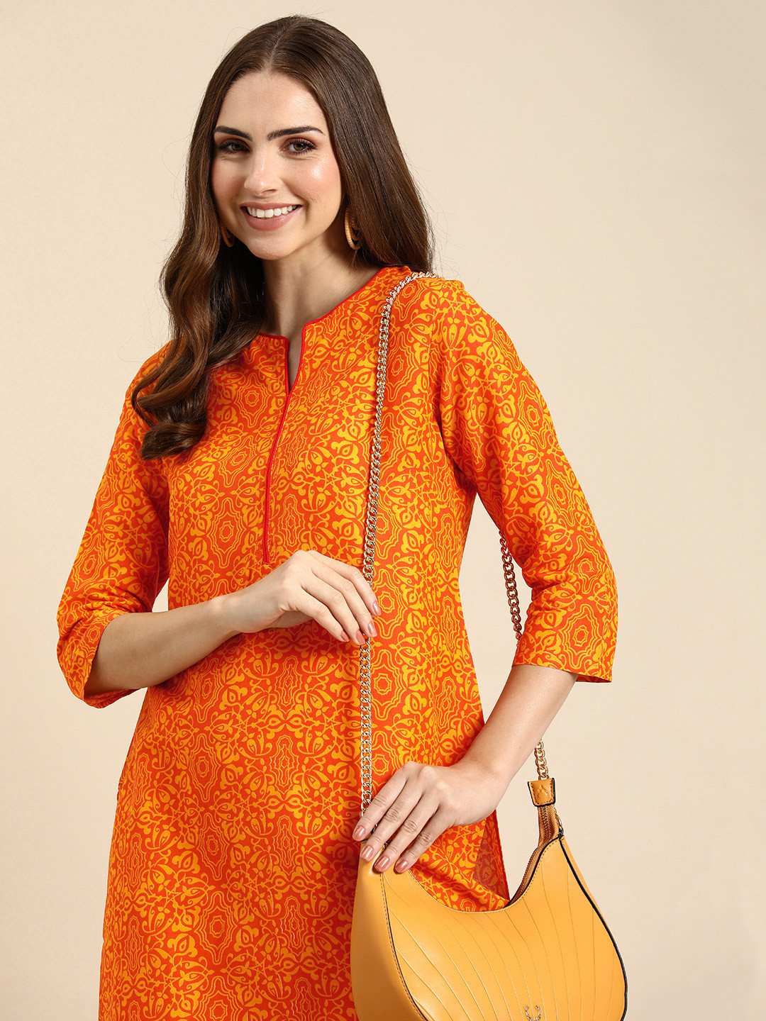 

Anouk Women Ethnic Motifs Printed Kurta, Orange