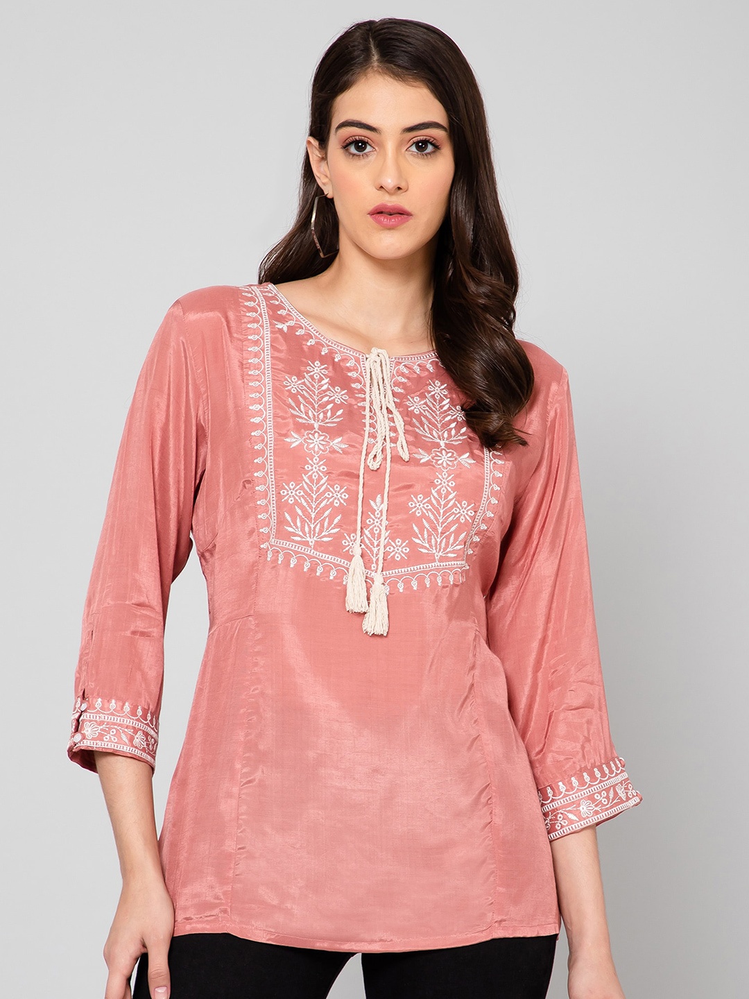 

Cantabil Floral Embroidered Tunic, Peach
