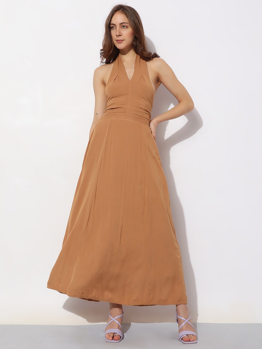 

Vero Moda Halter Neck A-Line Maxi Dress, Beige