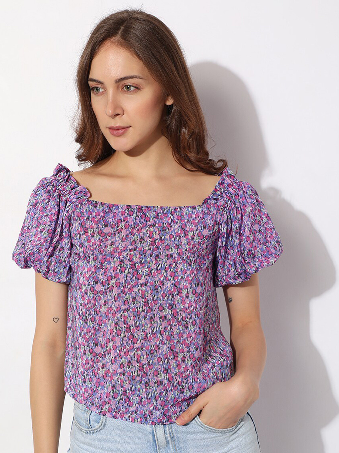 

Vero Moda Purple Floral Print Top