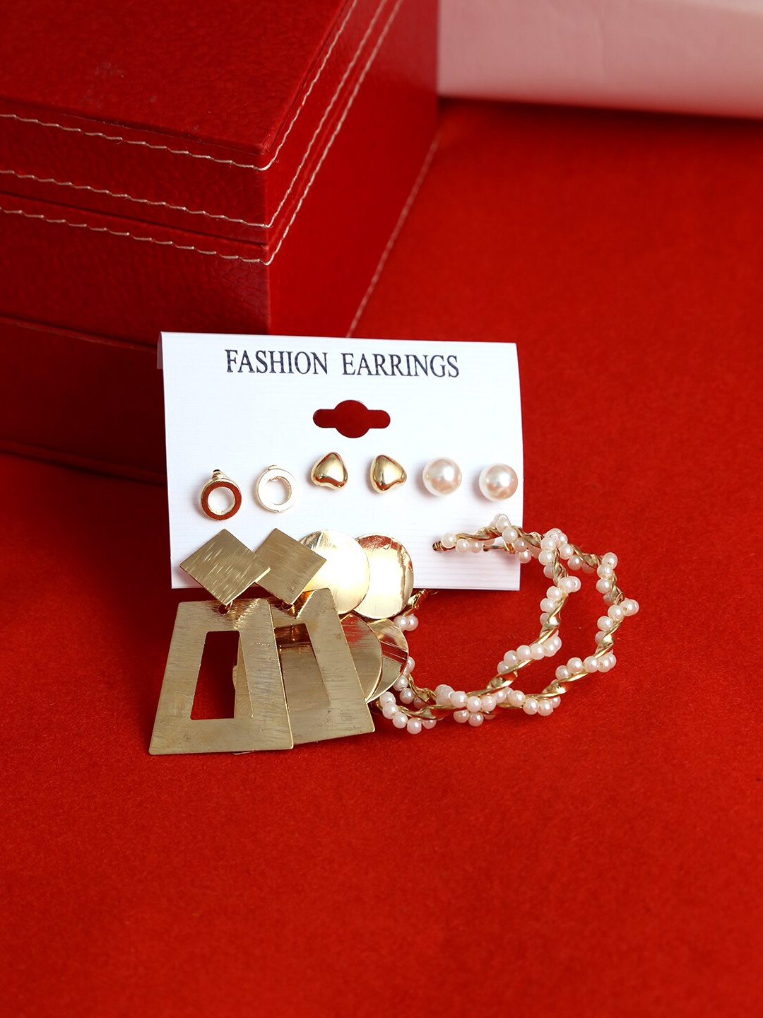 

The Pari Set of 6 Gold-Plated Contemporary Drop Earrings