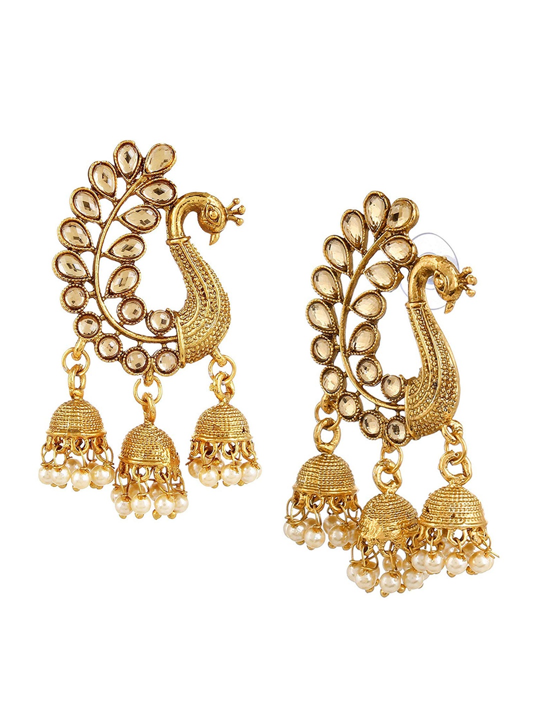 

The Pari Gold-Plated Peacock Shaped Drop Earrings