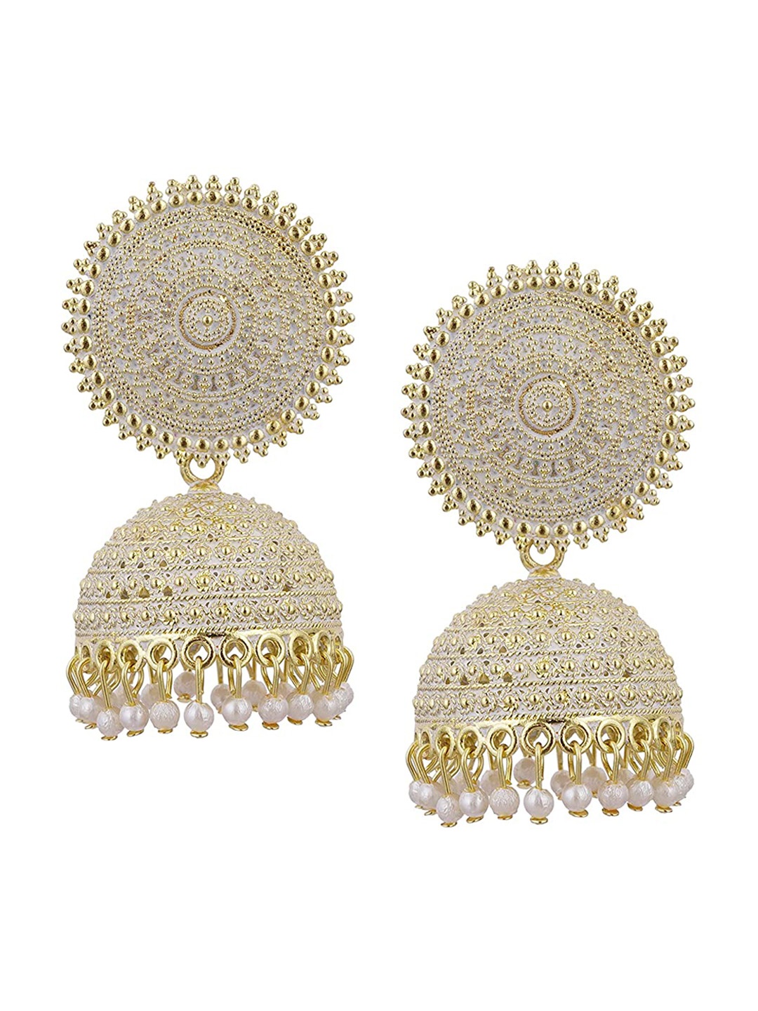 

The Pari Gold-Plated Contemporary Jhumkas Earrings, White