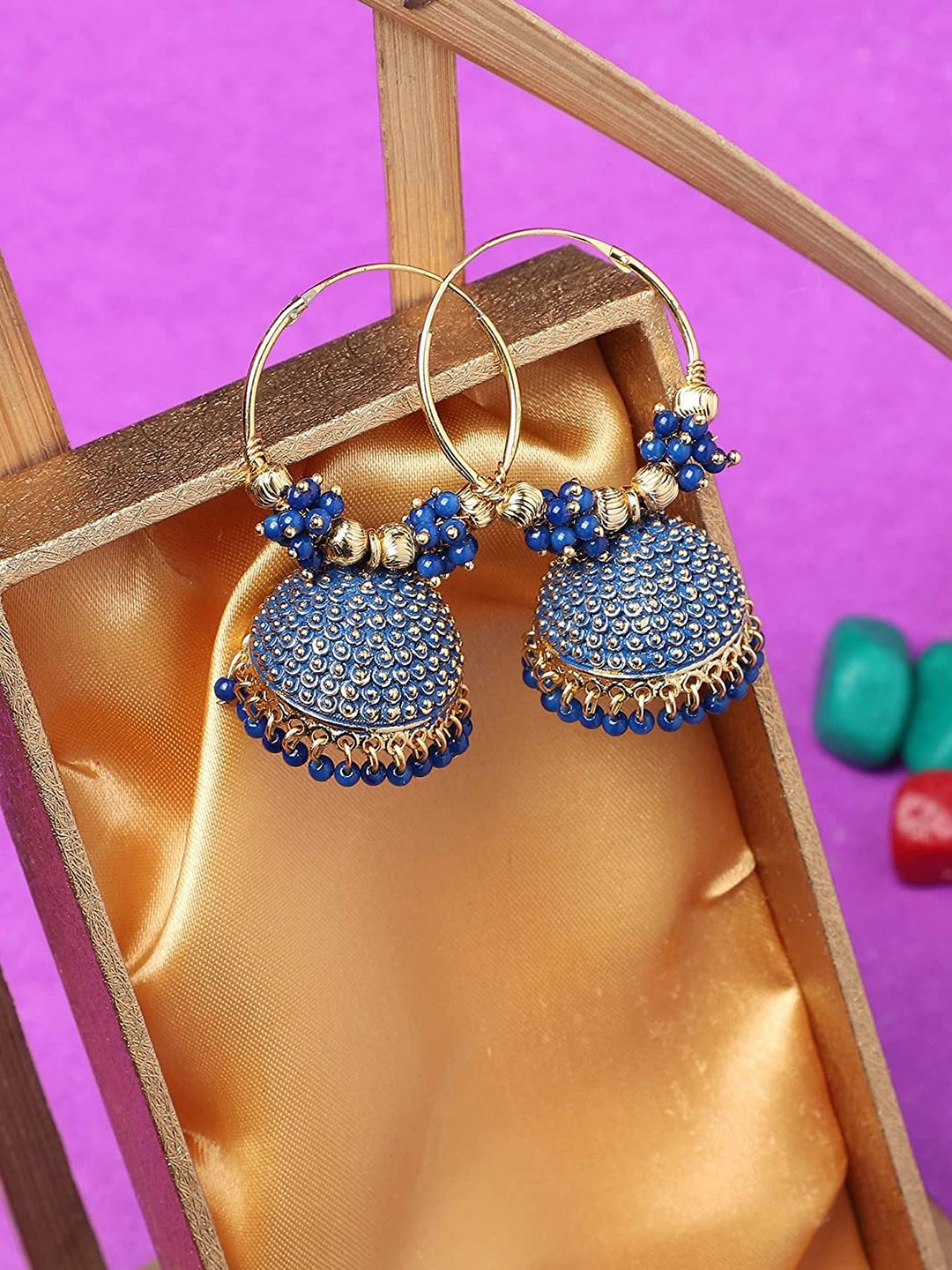 

The Pari Gold-Plated Contemporary Drop Earrings, Blue