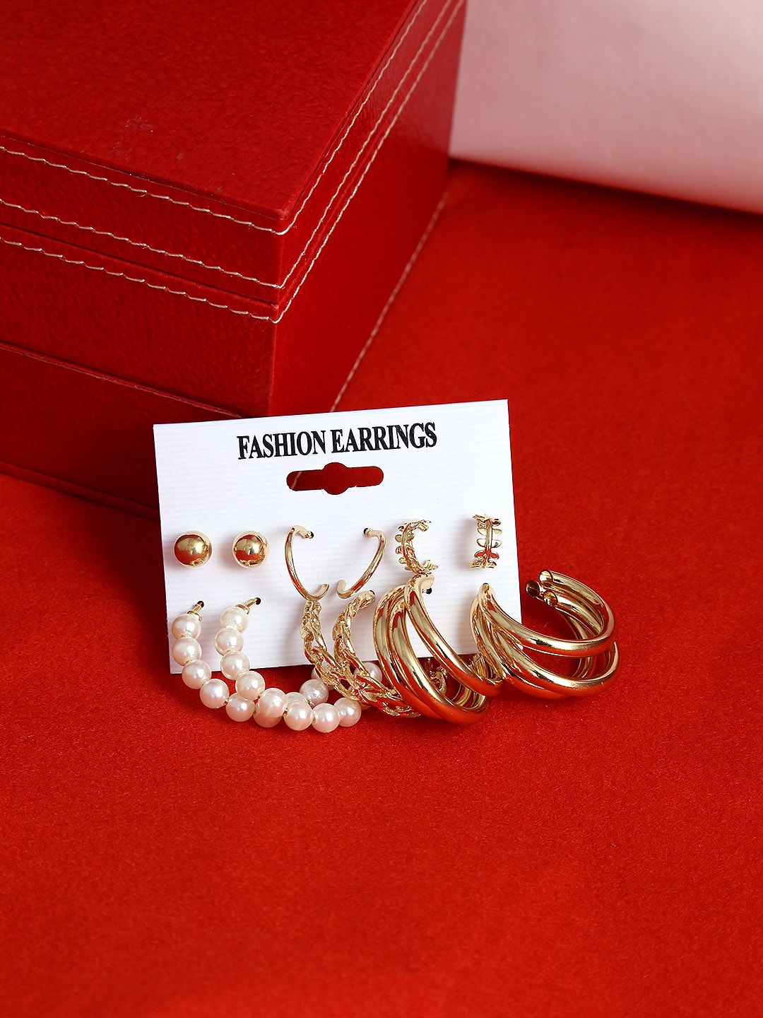 

The Pari Pack Of 7 Gold-Plated Contemporary Half Hoop Earrings