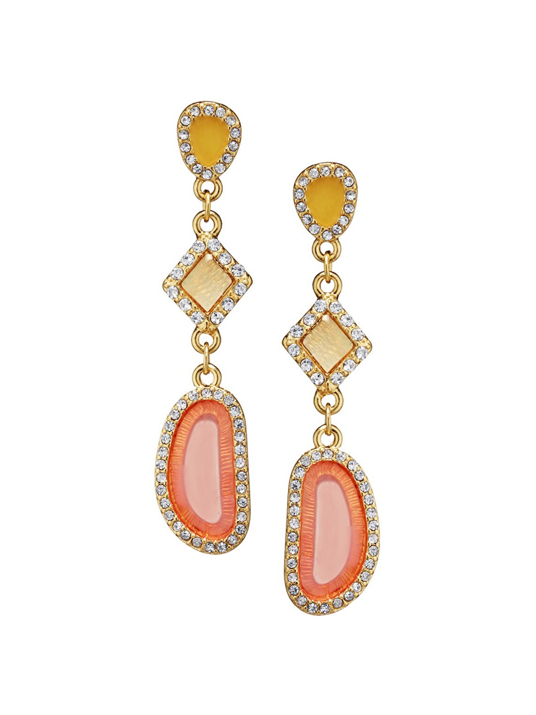 

The Pari Gold-Plated Contemporary Drop Earrings, Orange