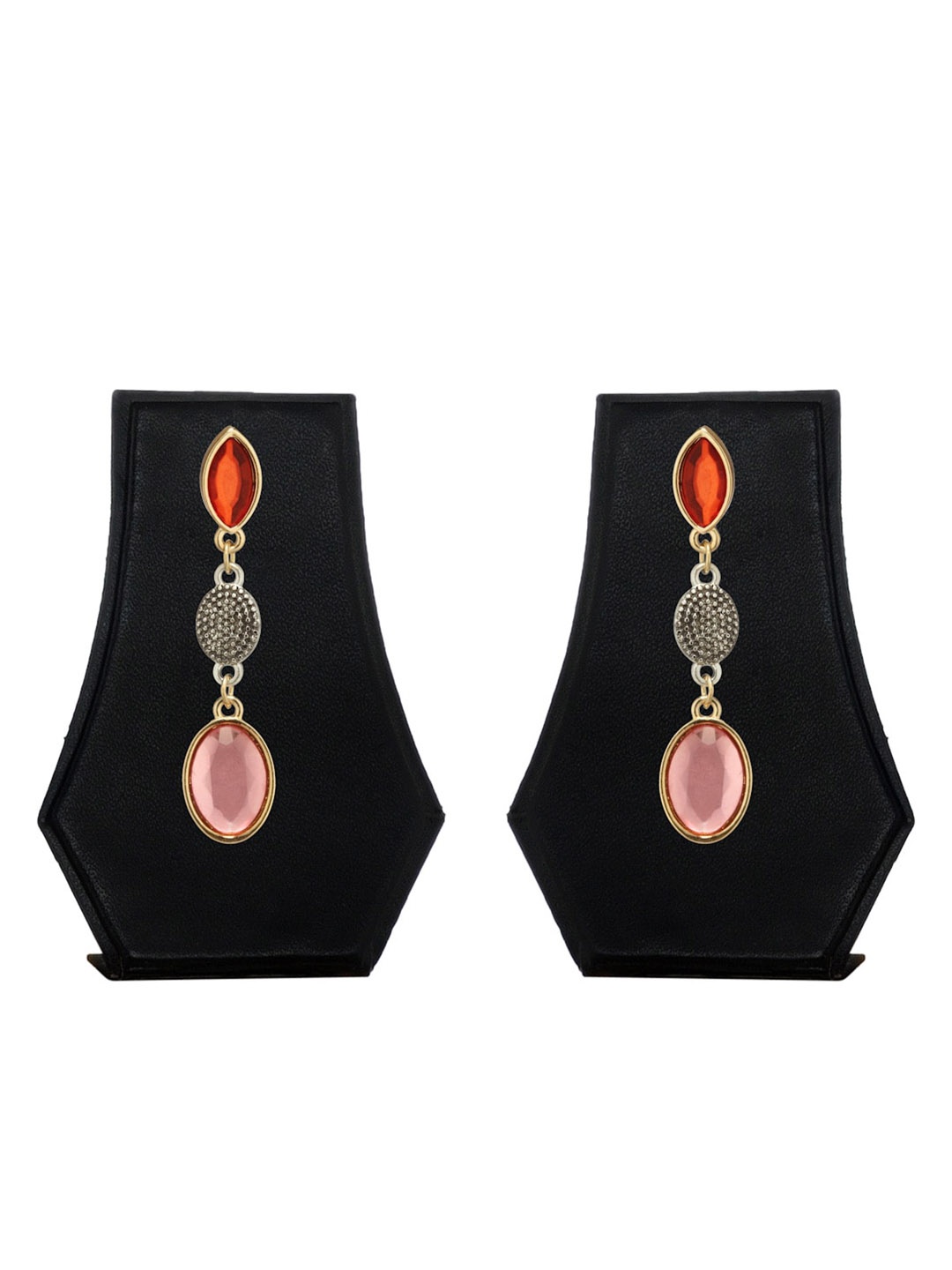 

The Pari Gold-Plated Contemporary Drop Earrings, Red