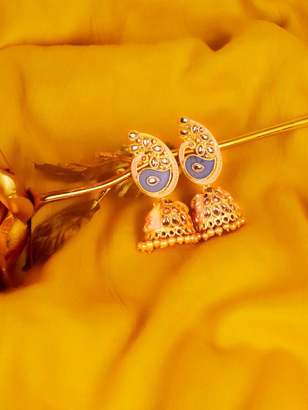 

The Pari Gold Plated Contemporary Jhumkas Earrings, Pink