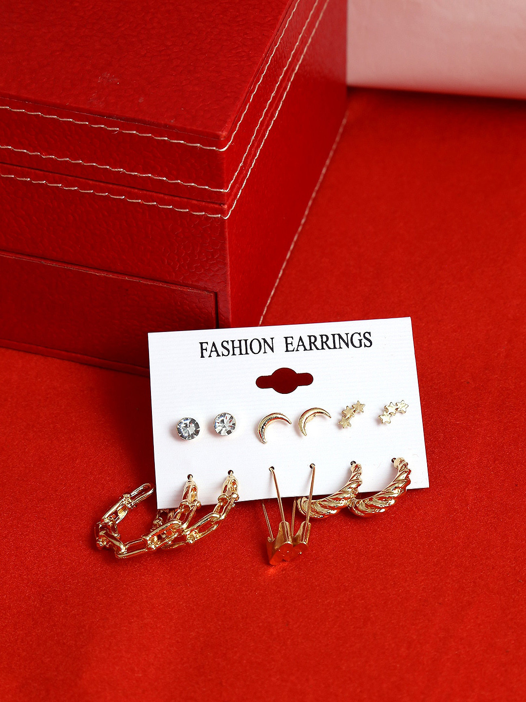 

The Pari Set of 6 Gold Plated Contemporary Studs Earrings