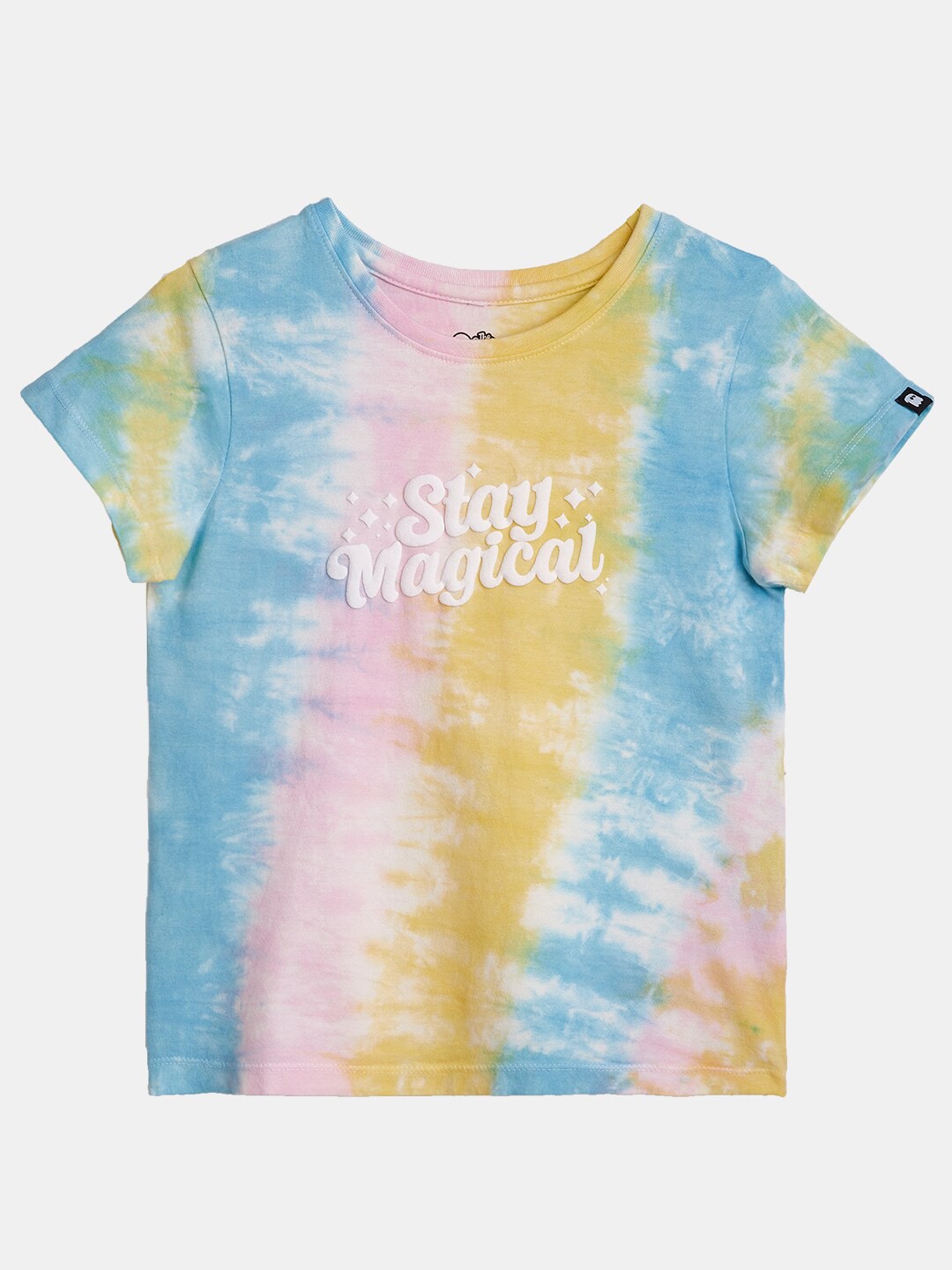 

The Souled Store Girls Blue & Pink Cotton Tie and Dye T-shirt
