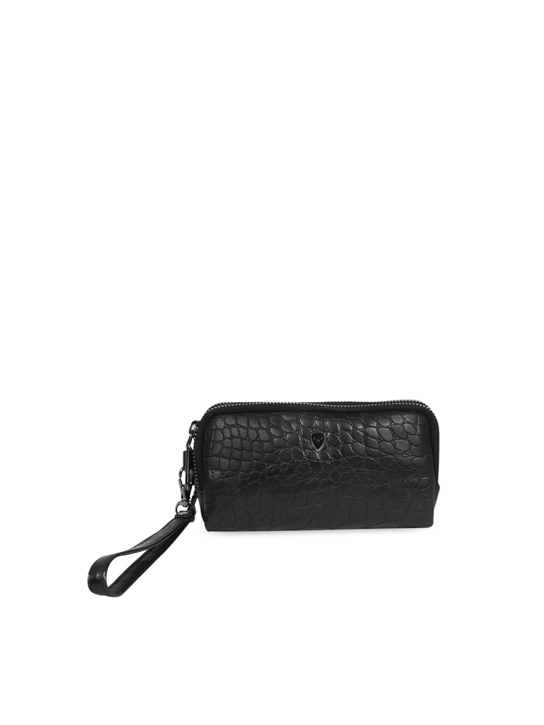 

CALFNERO Textured Genuine Leather Travel Pouch, Black