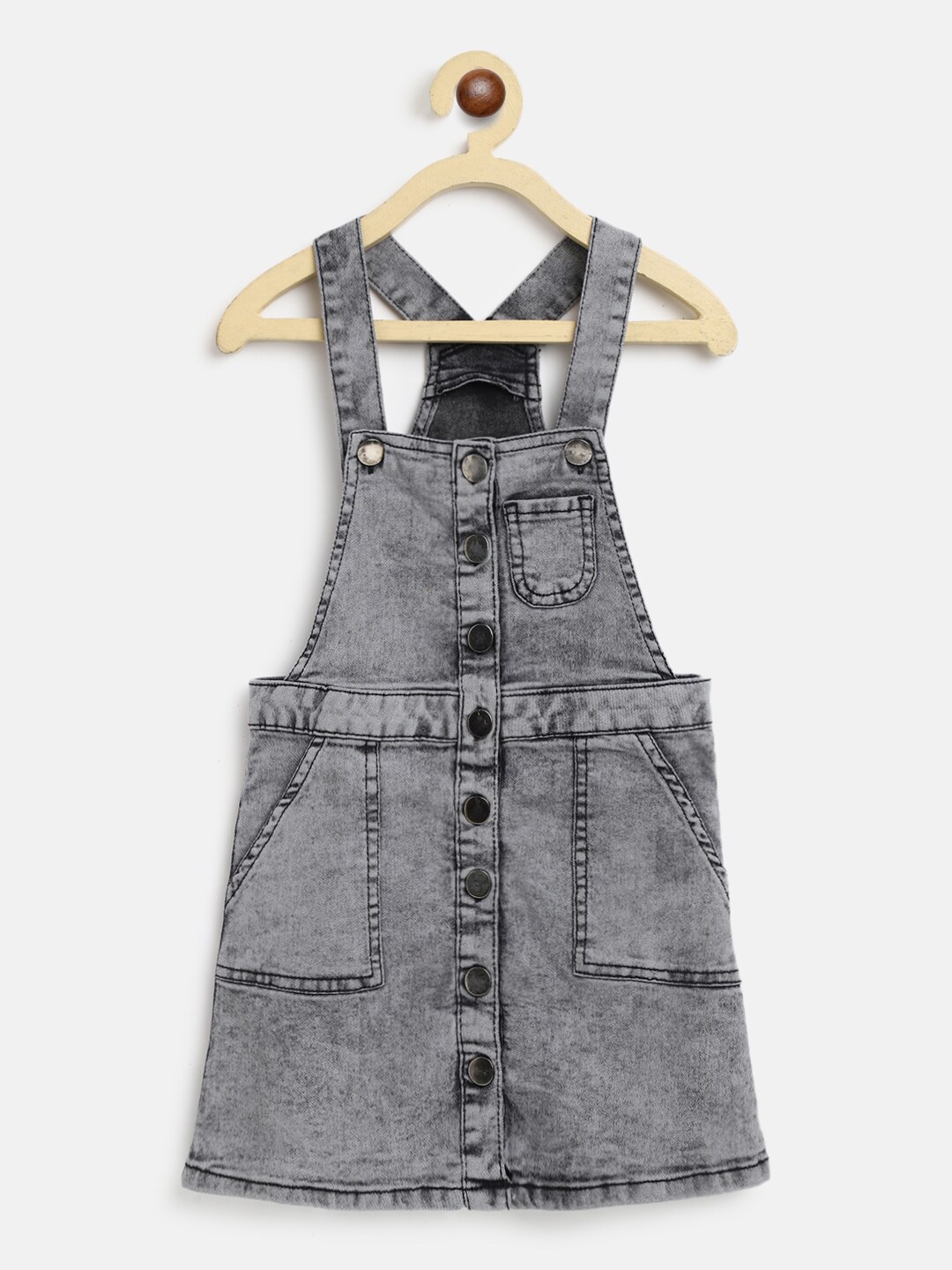 

TALES & STORIES Denim Pinafore Dress, Grey