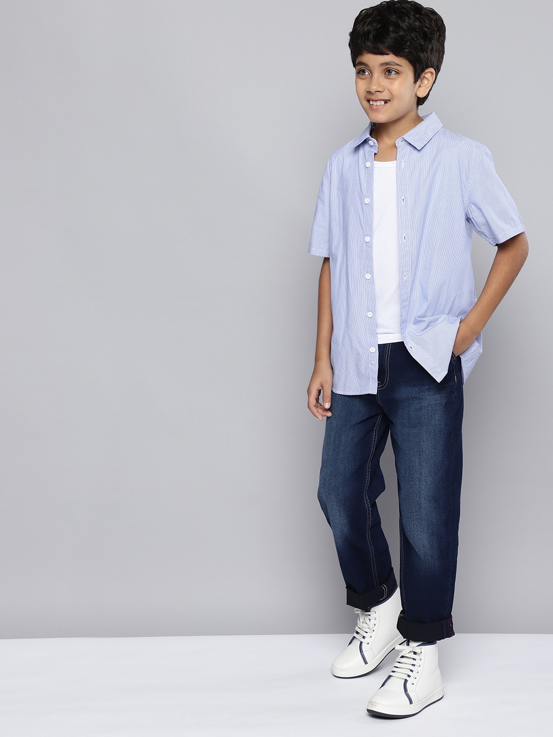 

HERE&NOW Boys Heavy Fade Stretchable Jeans, Blue