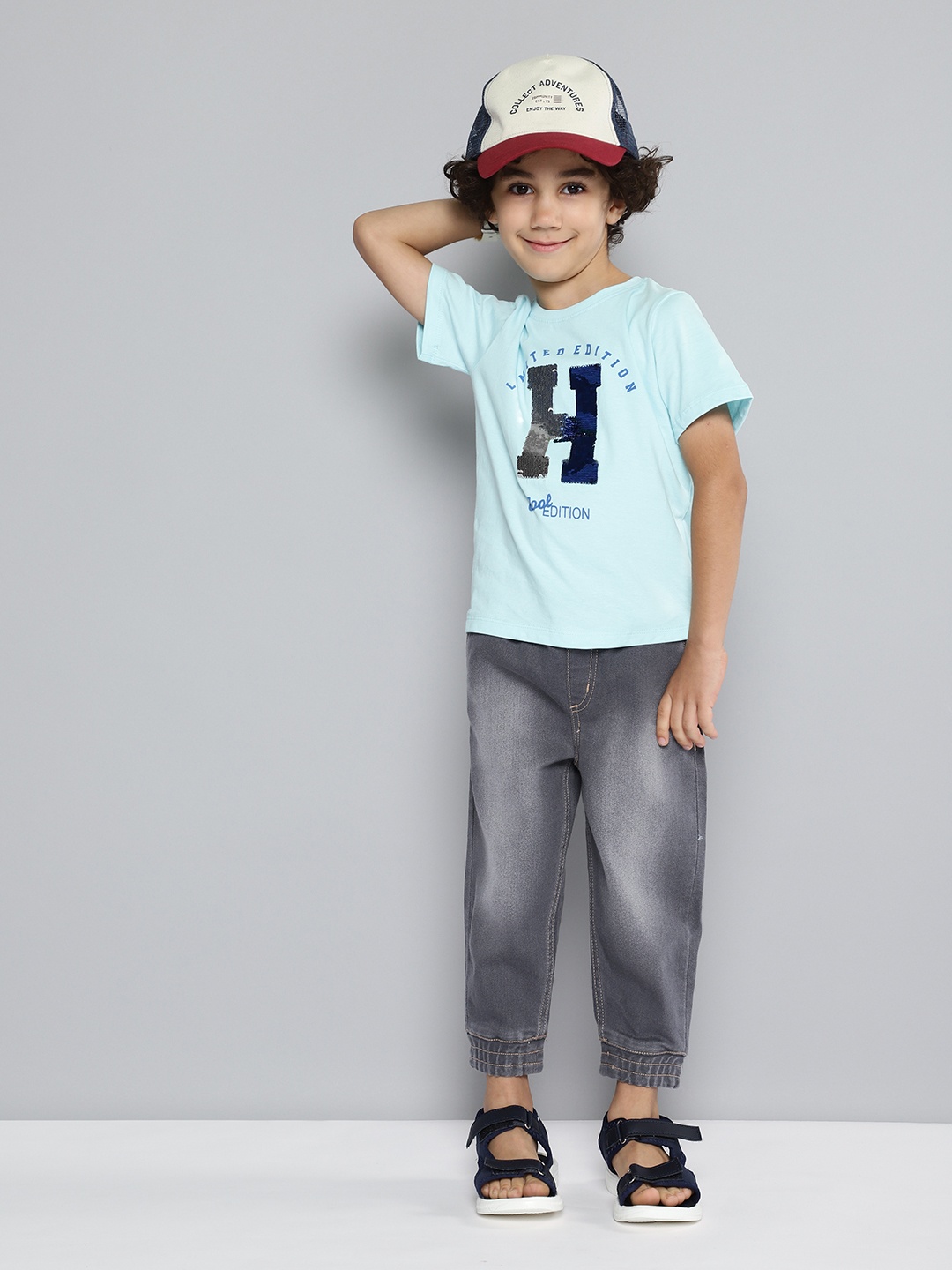 

HERE&NOW Boys Light Fade Stretchable Jogger, Grey