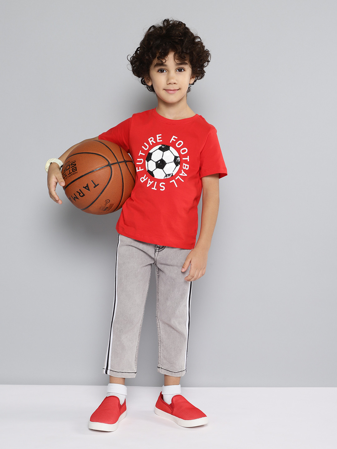 

HERE&NOW Boys Regular Fit Clean Look Stretchable Jeans, Grey
