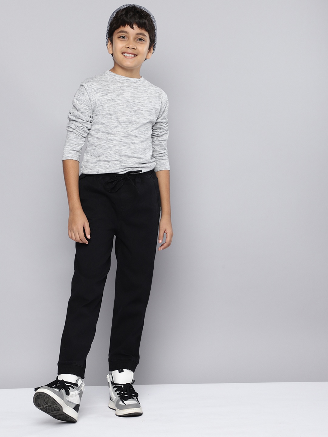 

HERE&NOW Boys Black Clean Look Stretchable Jogger Jeans