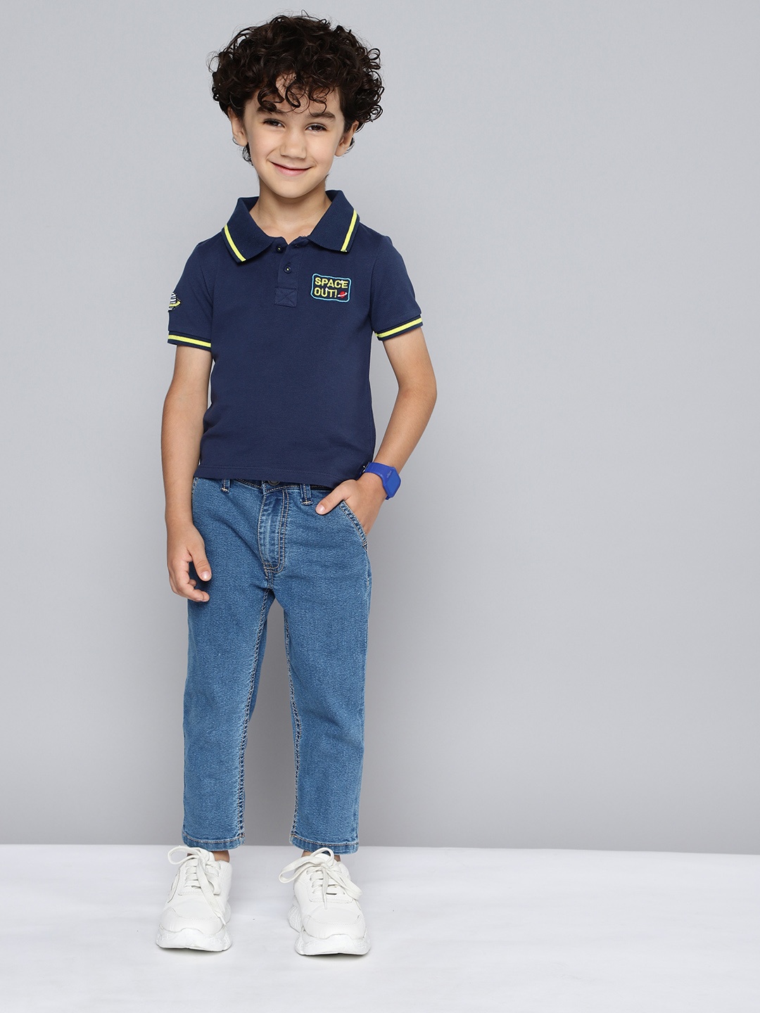 

HERE&NOW Boys Regular Fit Clean Look Stretchable Jeans, Blue