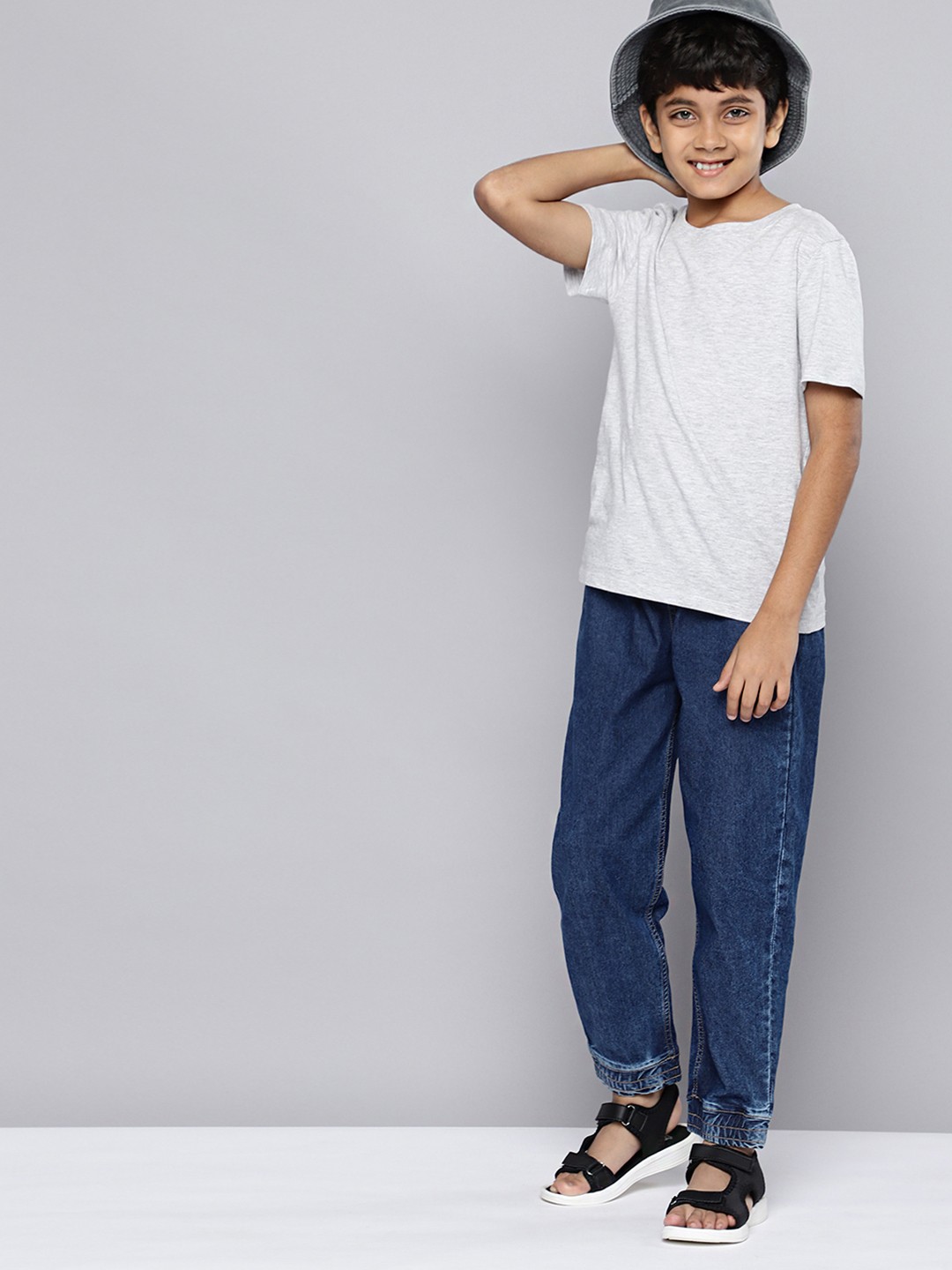 

HERE&NOW Boys Acid Wash Stretchable Jogger Jeans, Blue