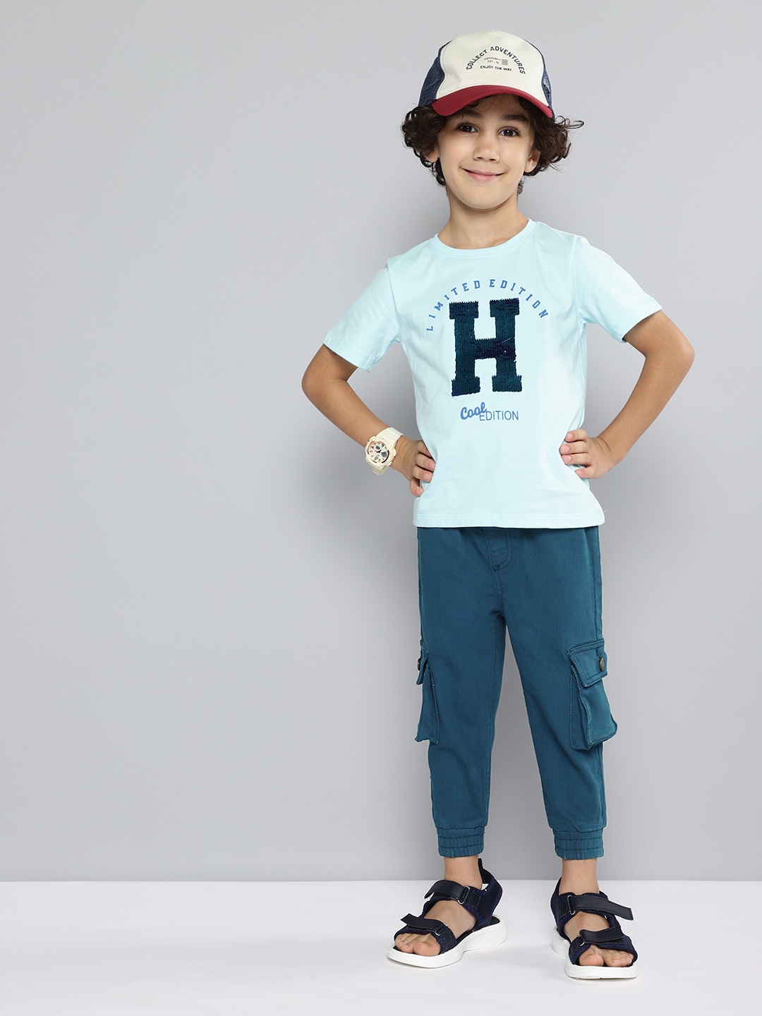 

HERE&NOW Boys Clean Look Stretchable Jogger Jeans, Teal