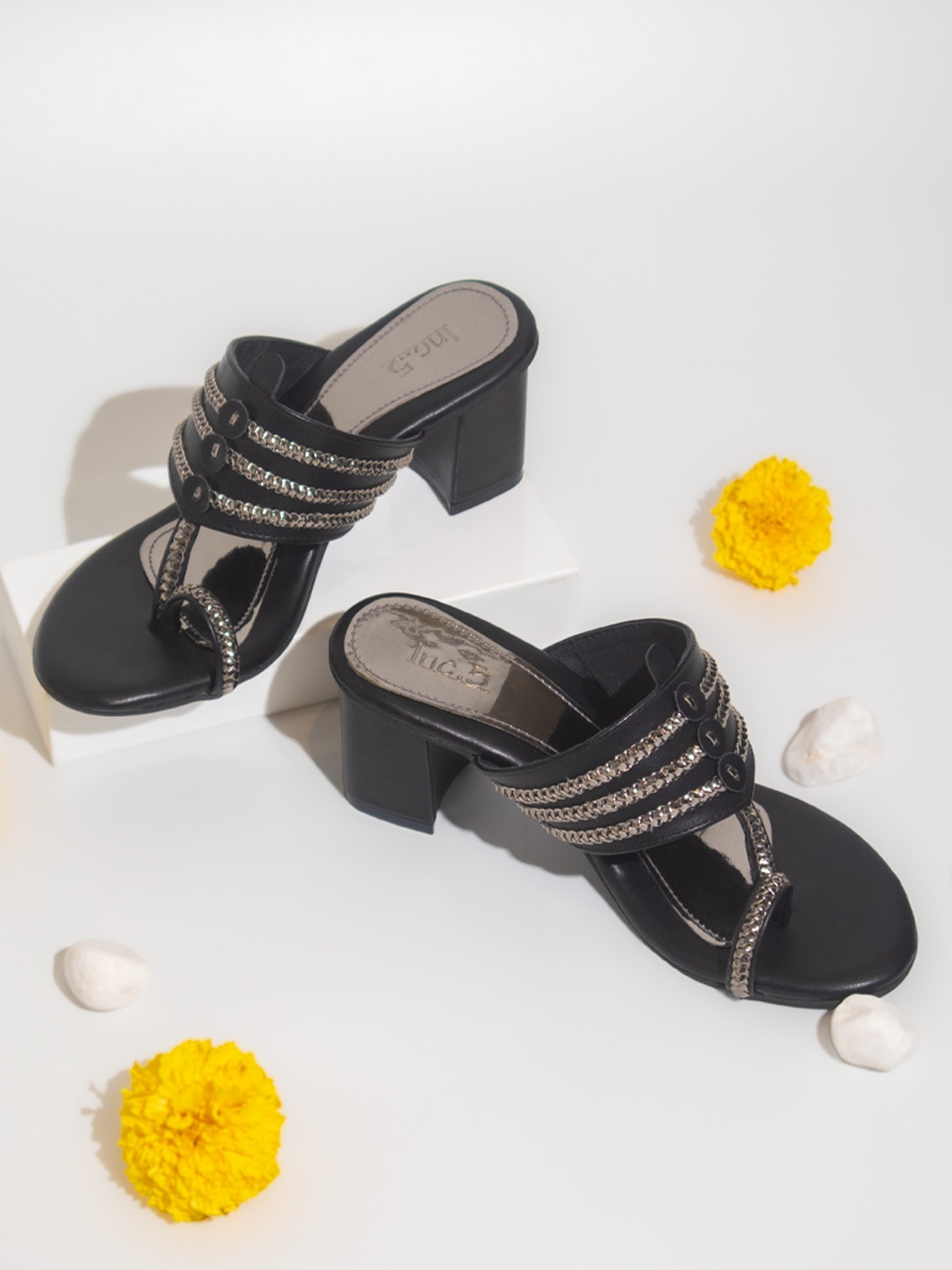 

Inc 5 Women Embellished Ethnic Block Heels, Black