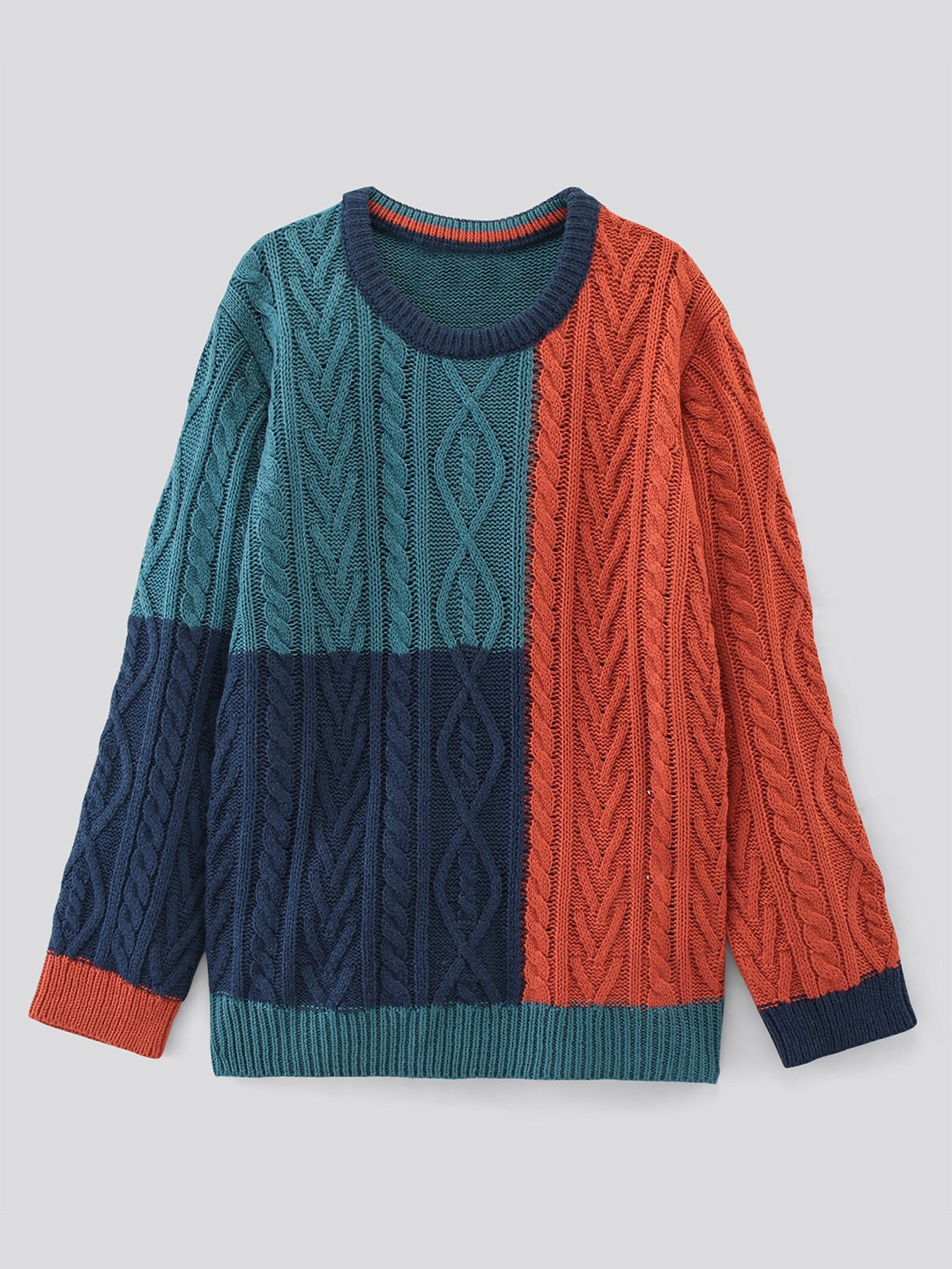 

YK Boys Sea Colourblocked Pullover, Sea green