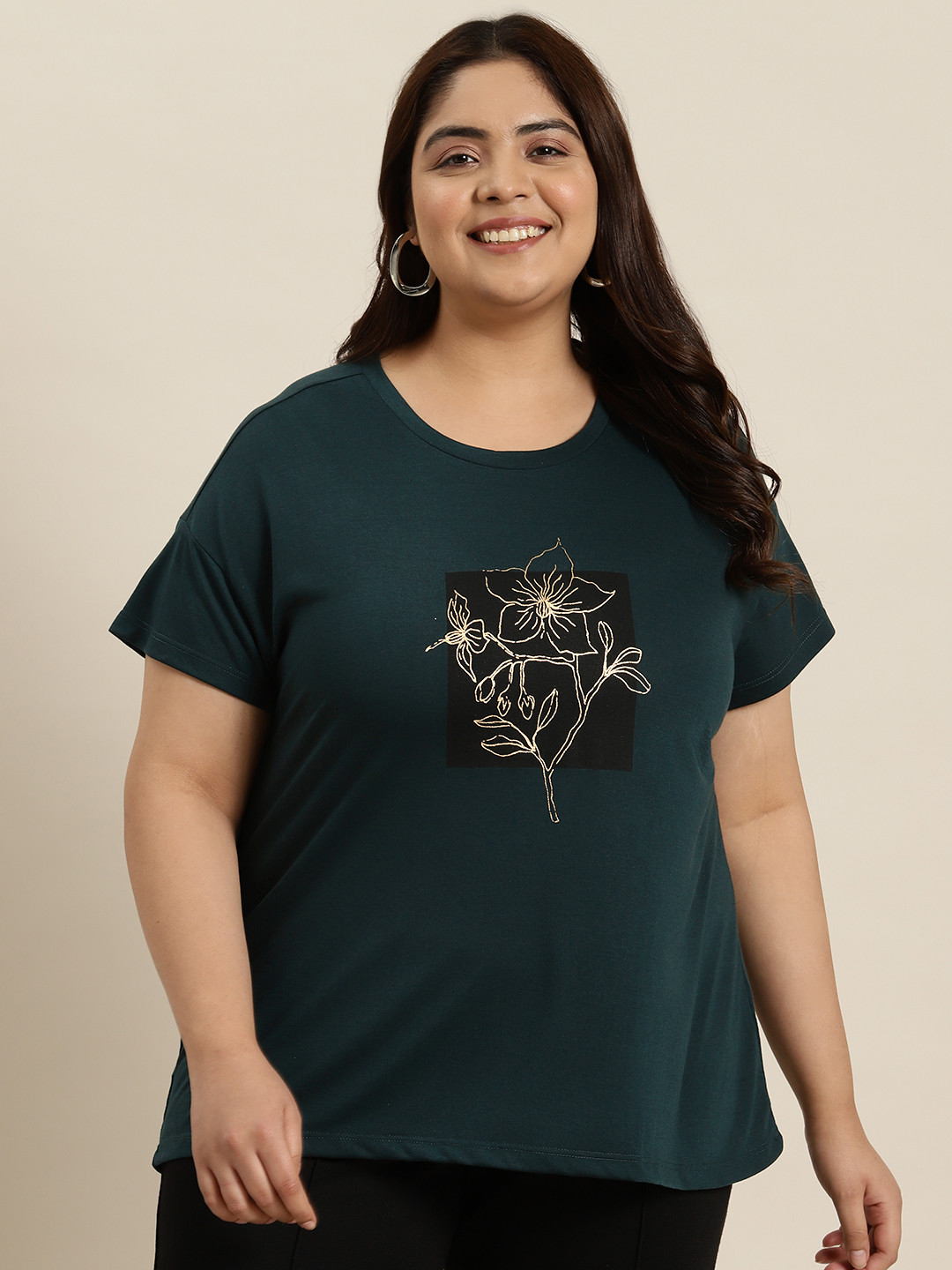 

Sztori Plus Size Graphic Print T-shirt, Green