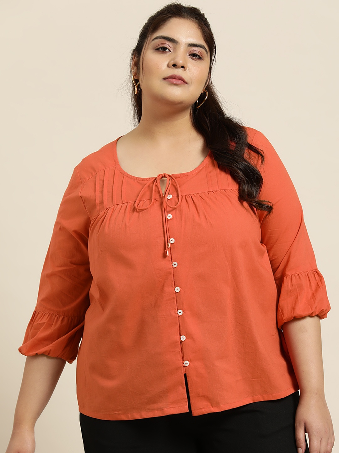 

Sztori Plus Size Pure Cotton Top, Rust