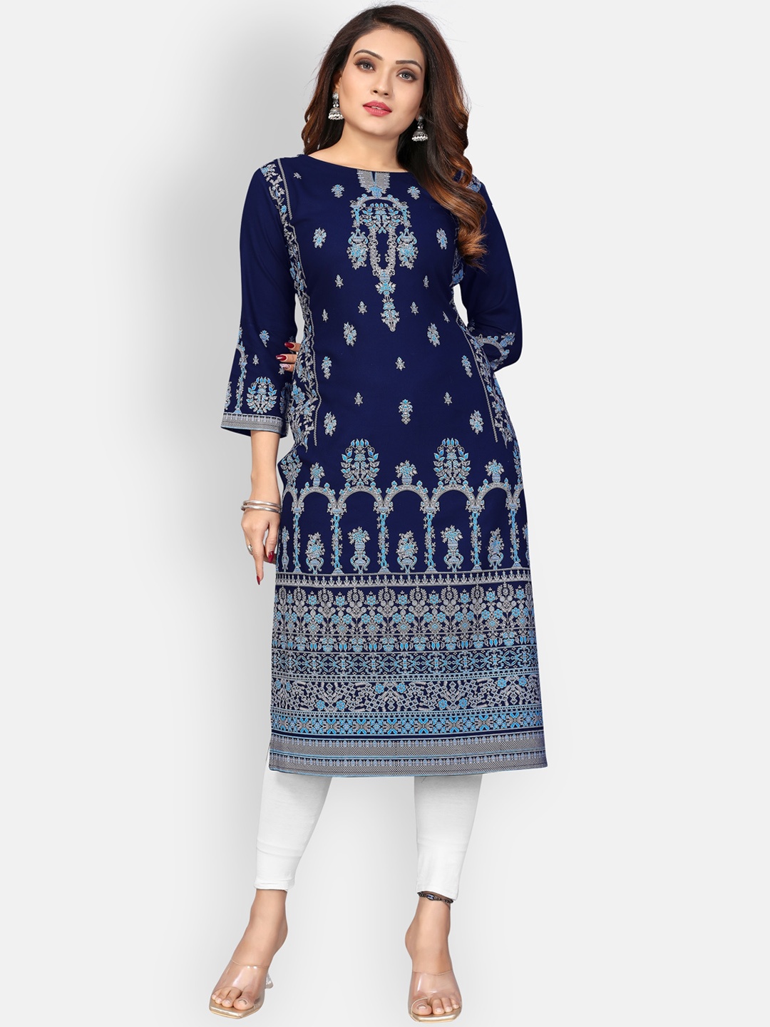 

Mclothings Ethnic Motifs Printed Kurta, Blue