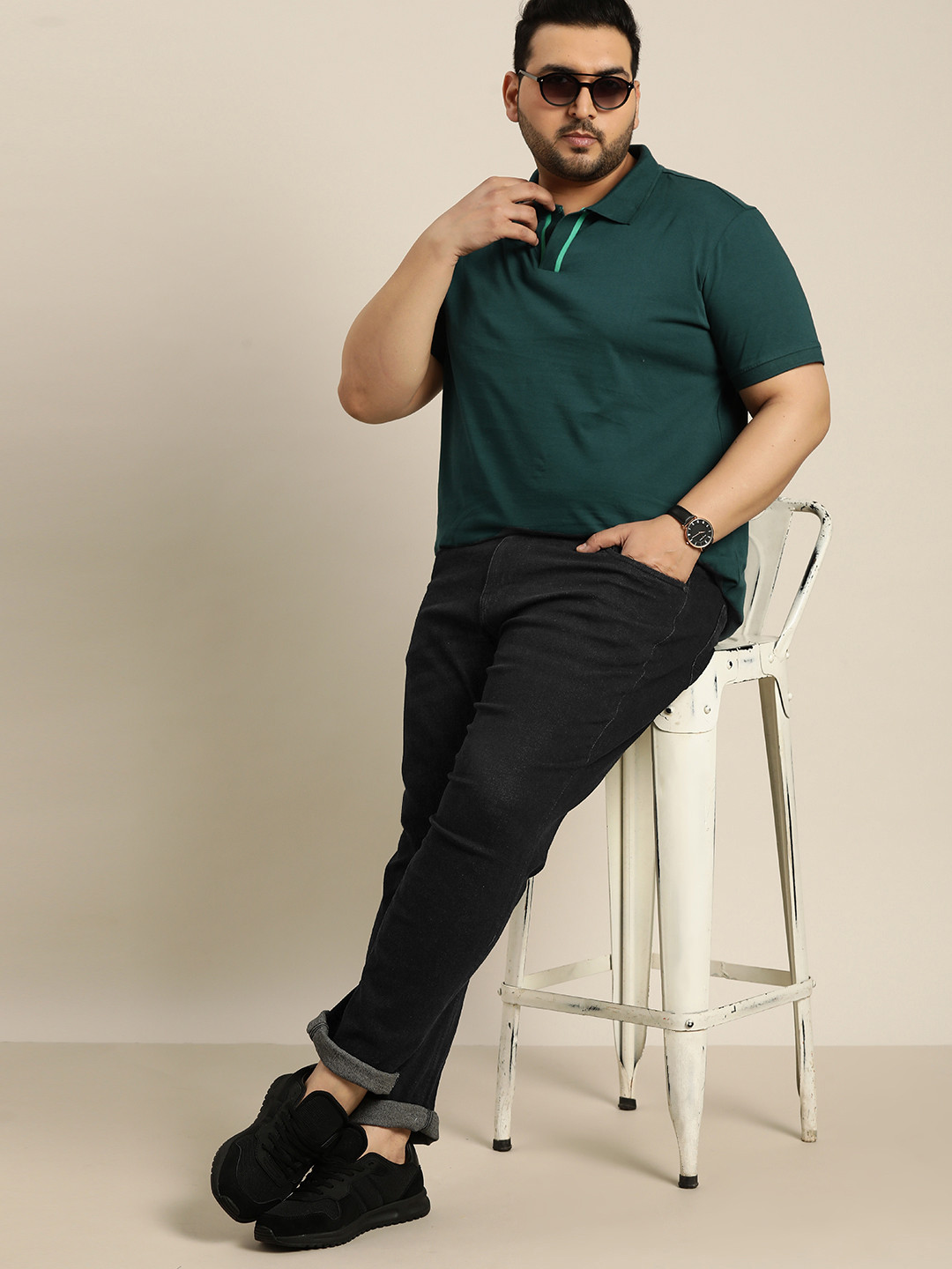 

Sztori Men Plus Size Slim Tapered Fit Stretchable Jeans, Black