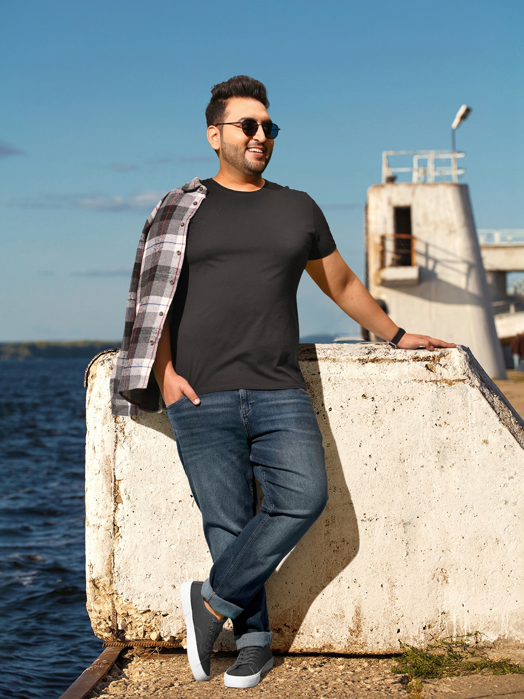 Sztori Men Plus Size Slim Tapered Fit Stretchable Jeans, Blue