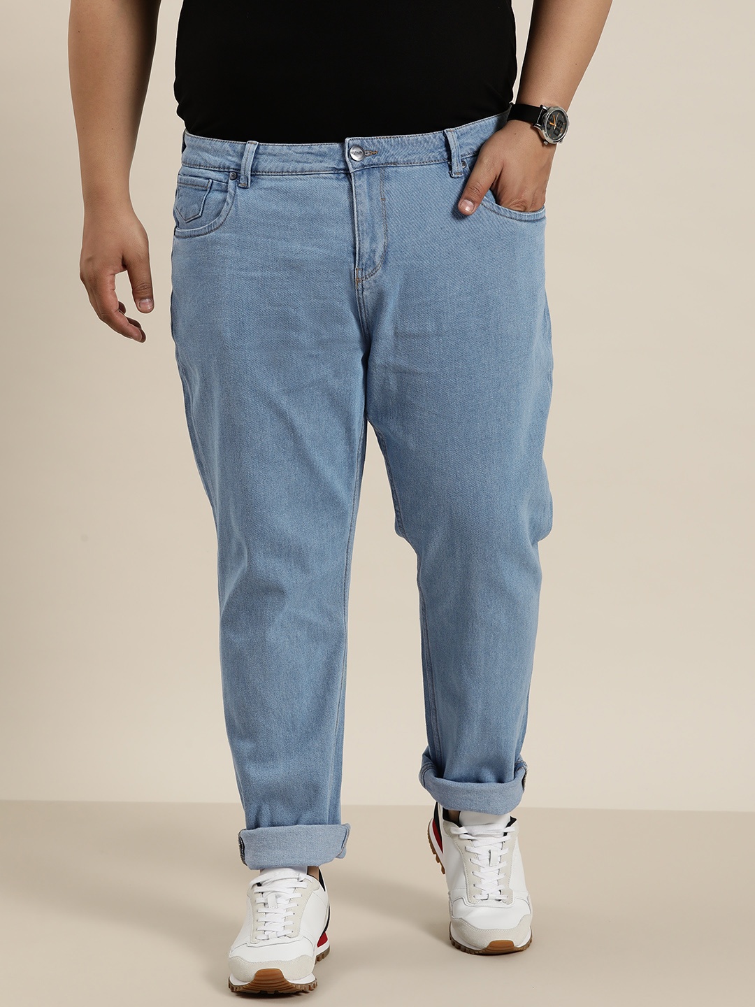 

Sztori Men Plus Size Slim Tapered Fit Stretchable Jeans, Blue
