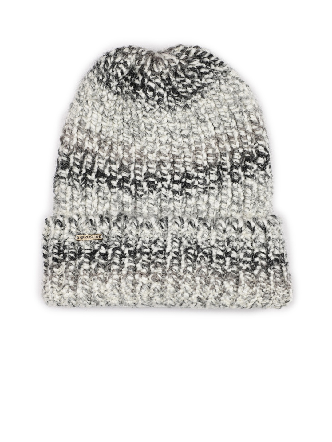 

Kosha Men Black & White Acrylic Wool Self Design Beanie