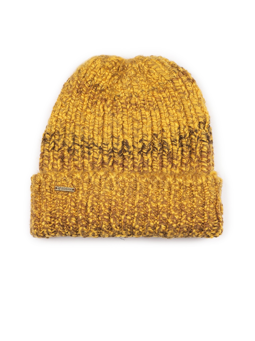 

Kosha Men Yellow & Black Acrylic Wool Self Design Beanie