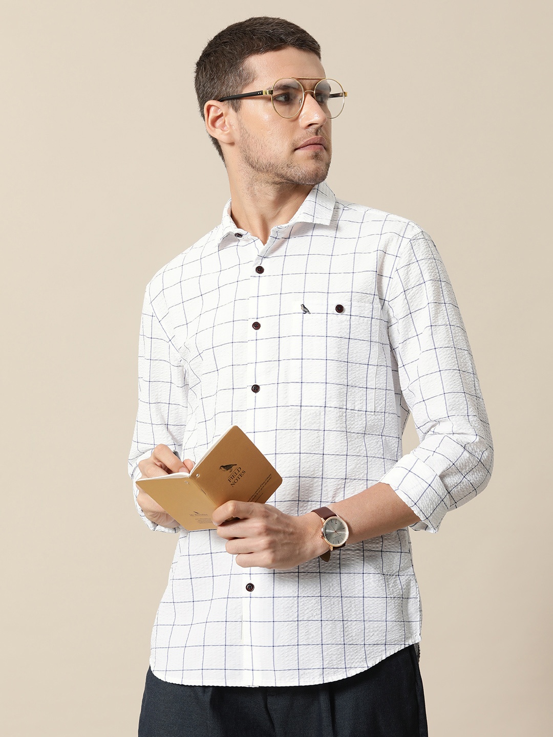 

Mr Bowerbird Tailored Fit Grid Tattersall Checked Casual Shirt, White