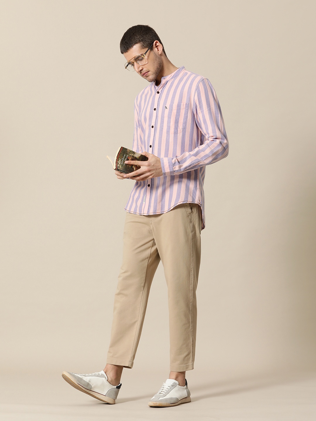 

Mr Bowerbird Pure Cotton Tailored Fit Striped Casual Shirt, Pink