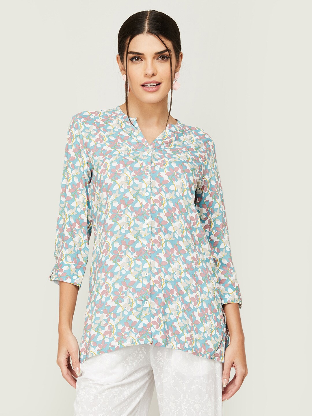 

Melange by Lifestyle Floral Printed Kurti, Blue