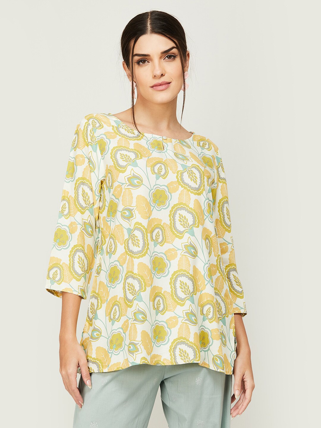 

Melange by Lifestyle Floral Printed Kurti, White