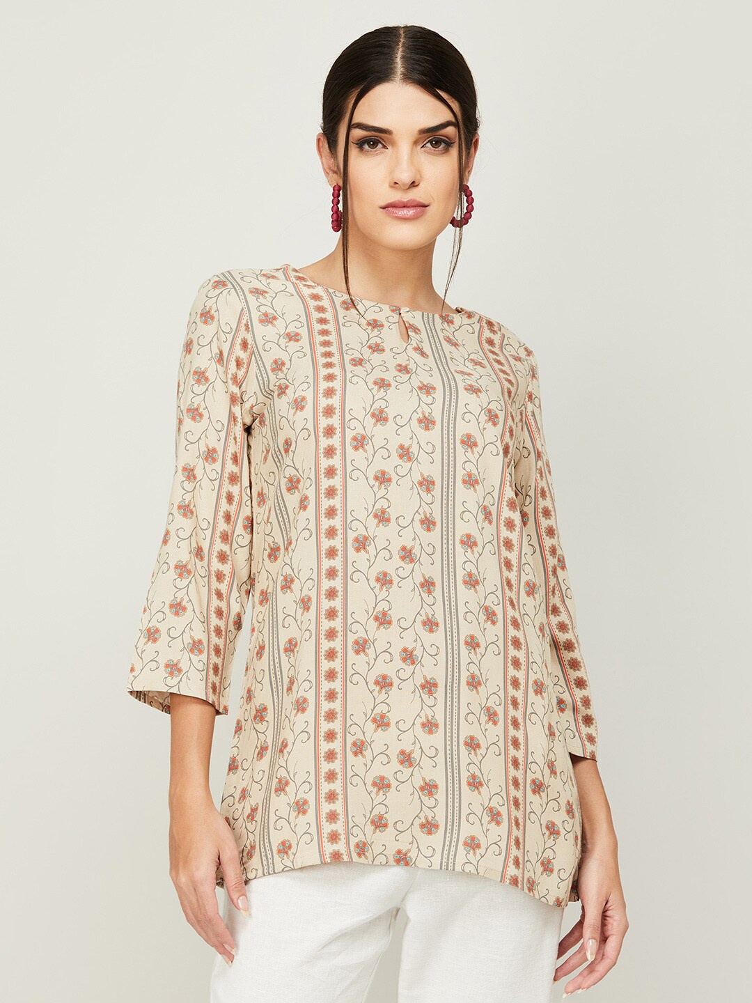 

Melange by Lifestyle Floral Printed Kurti, Beige