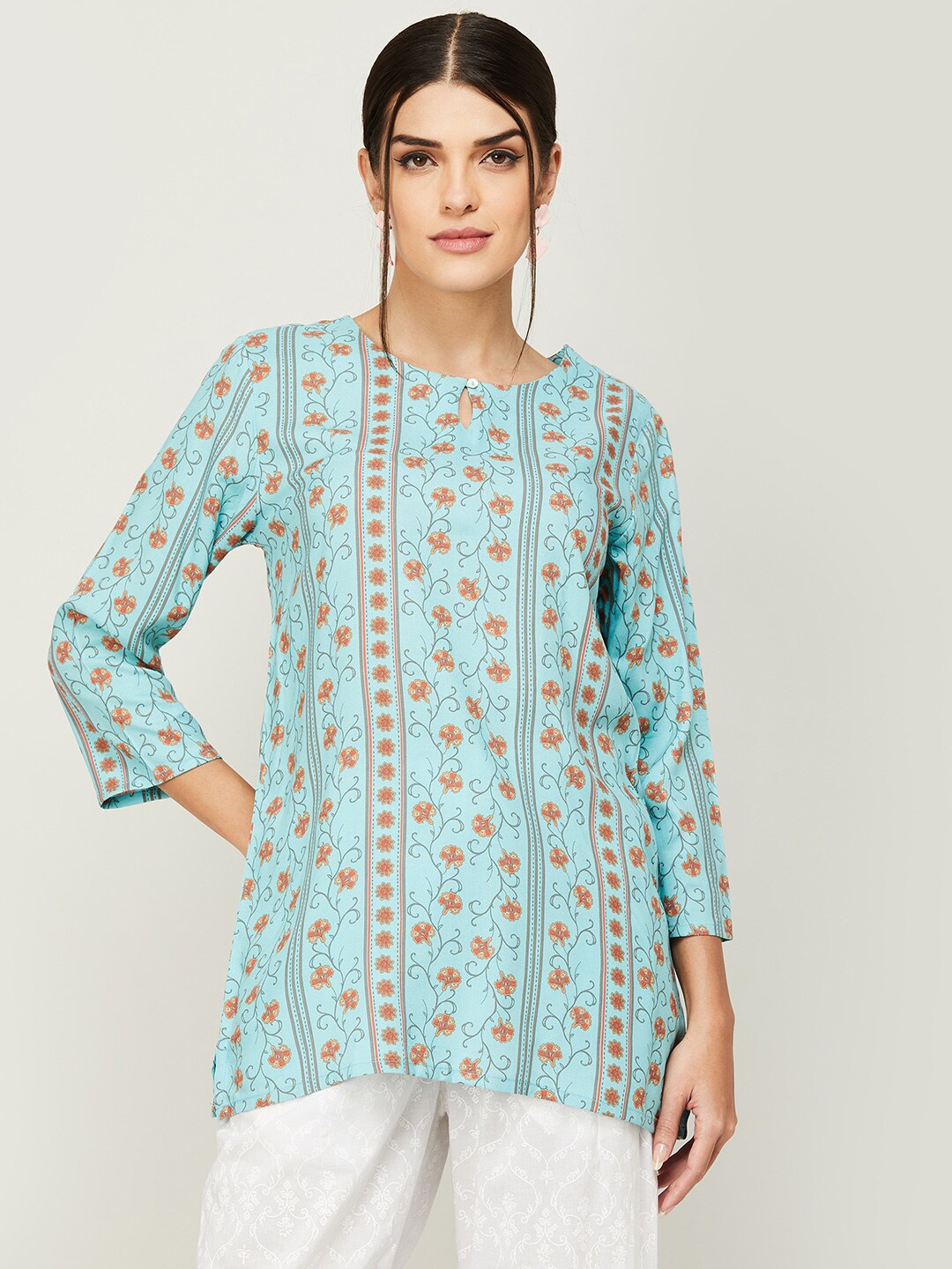 

Melange by Lifestyle Floral Printed Kurti, Blue