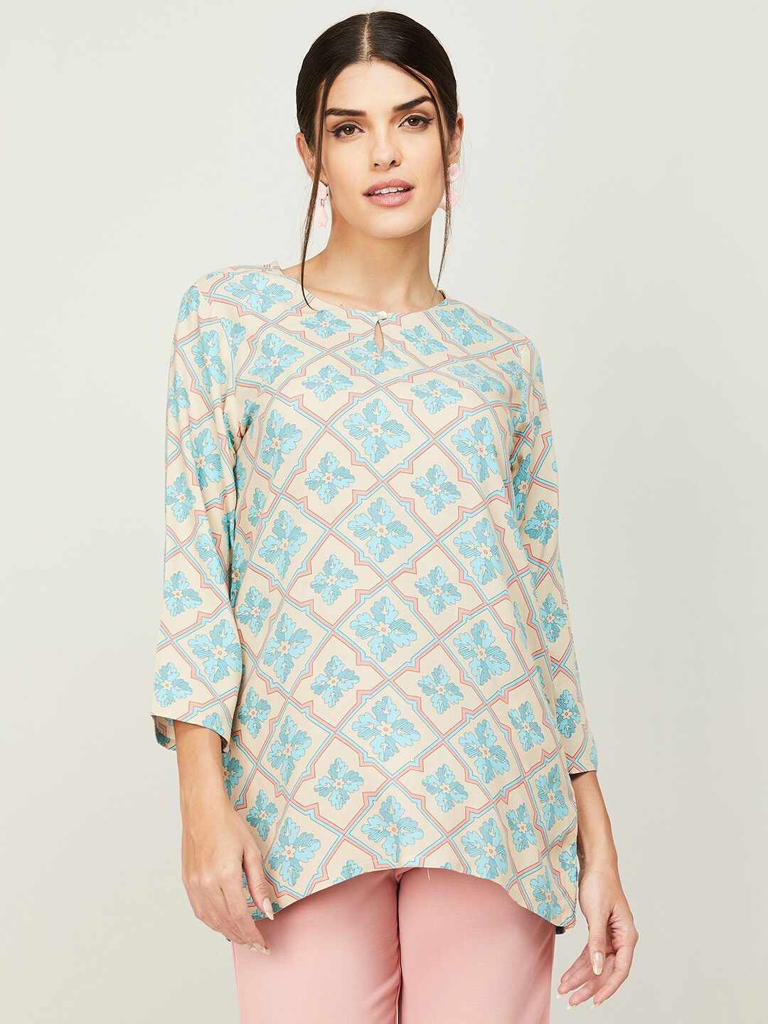

Melange by Lifestyle Floral Printed Kurti, Beige