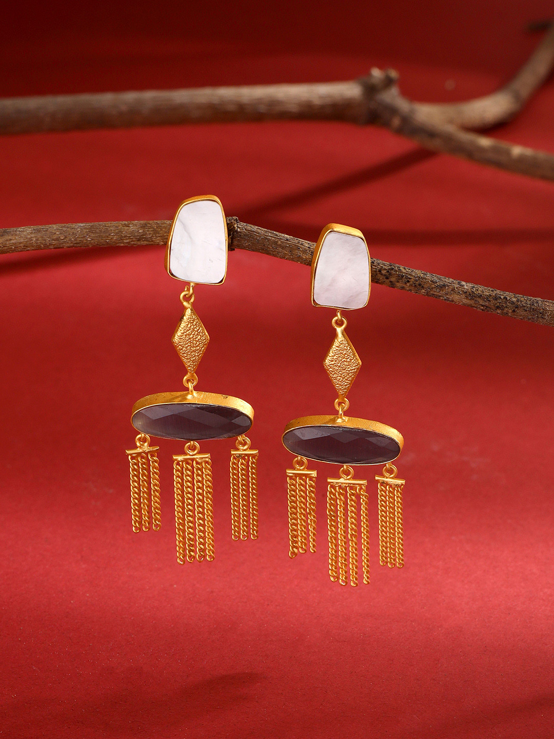 

VIRAASI Gold-Plated Geometric Drop Earrings, White