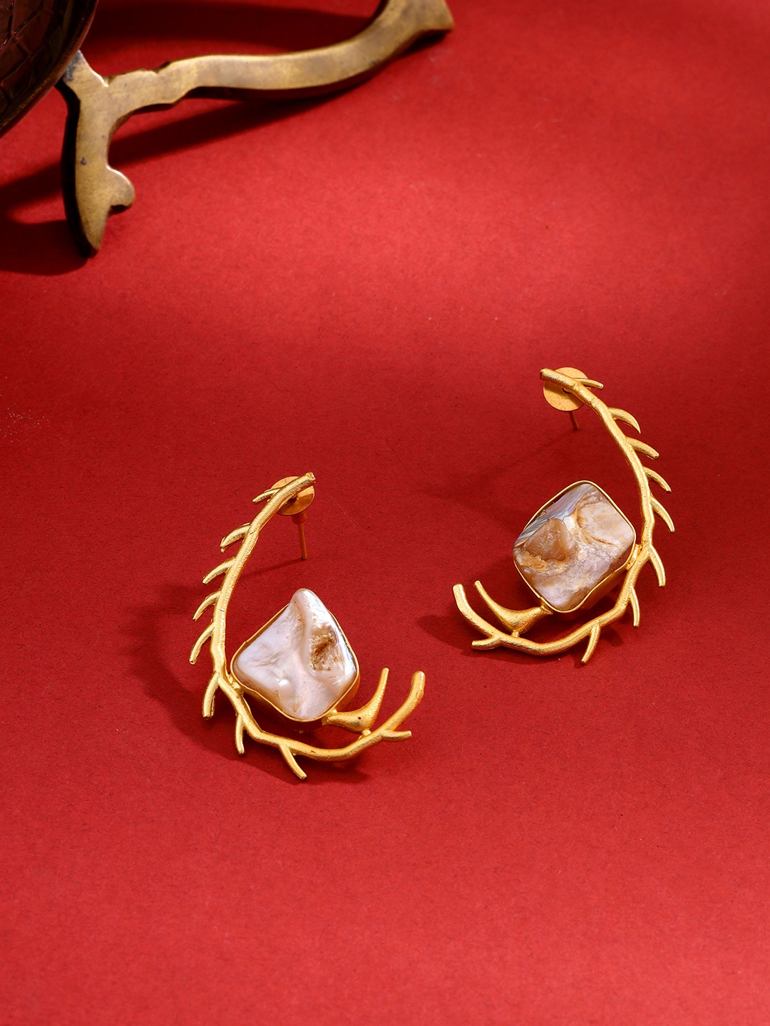 

VIRAASI Gold-Plated Contemporary Ear Cuff Earrings, Peach