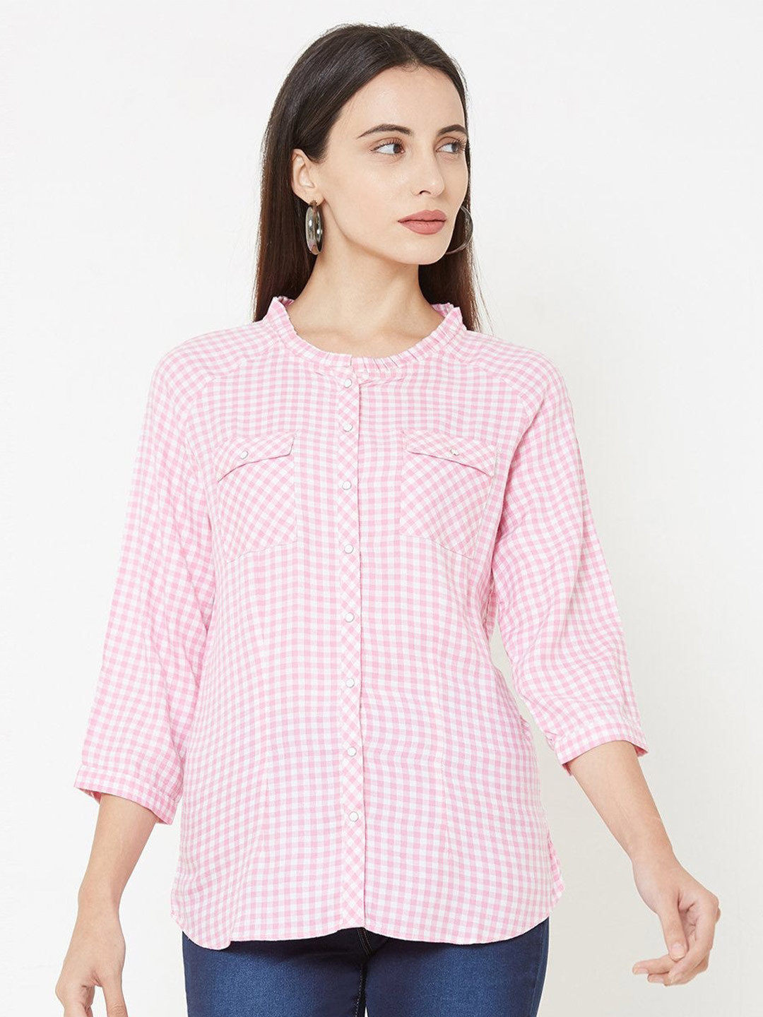 

Kraus Jeans Checked Shirt Style Top, Pink