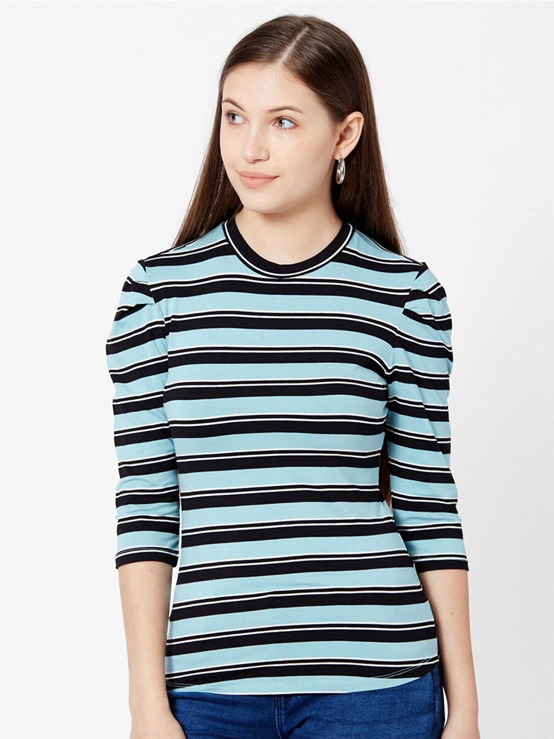 

Kraus Jeans Women Striped T-shirt, Black